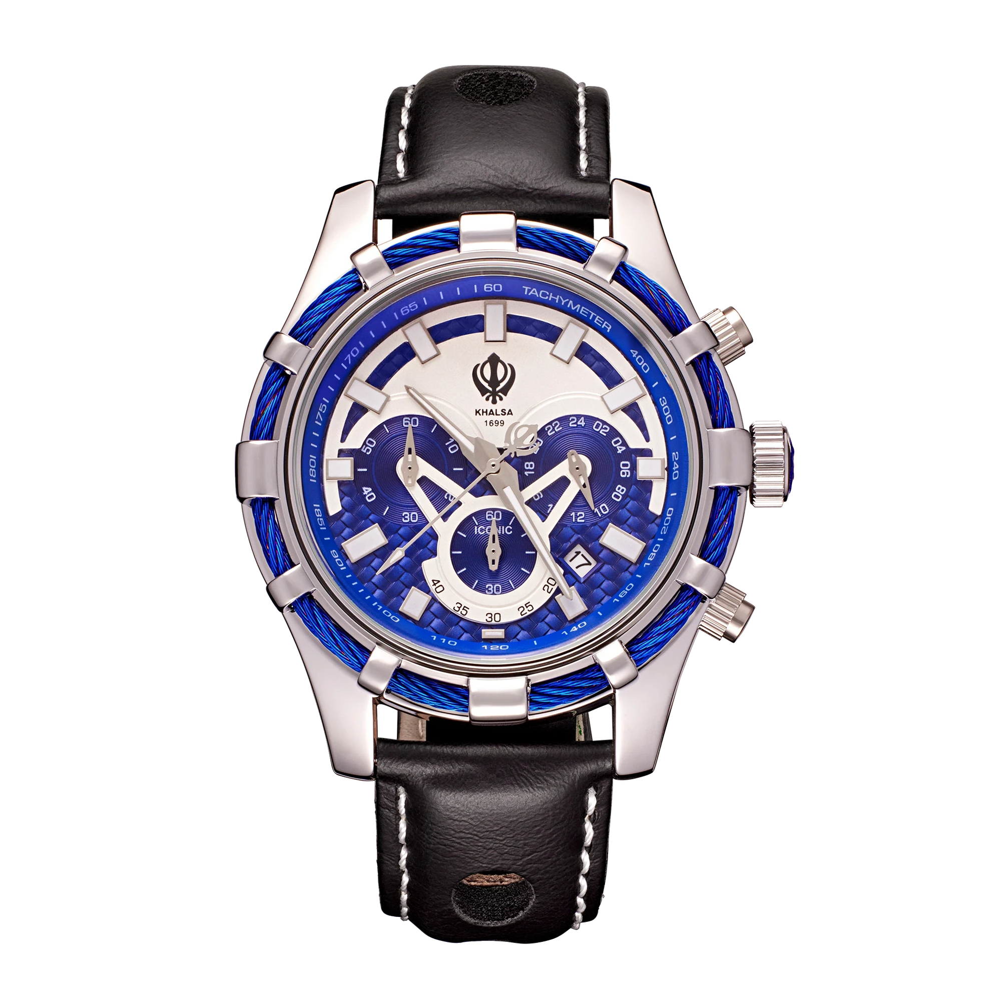 House of Khalsa Iconic Blue Steel Men's Luxury Swiss Sikh Watch - High Quality