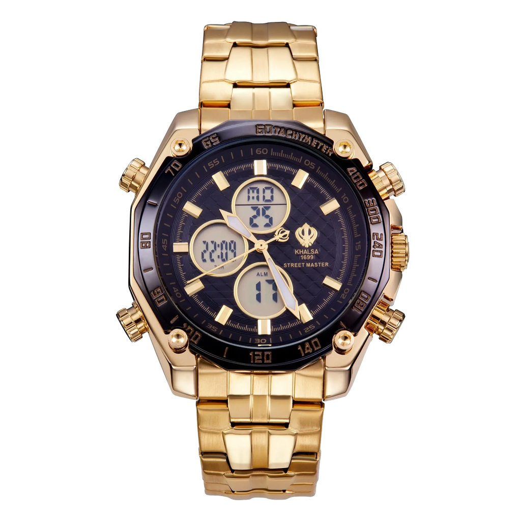 Street Master Hybrid Analogue Digital Timepiece in Gold House