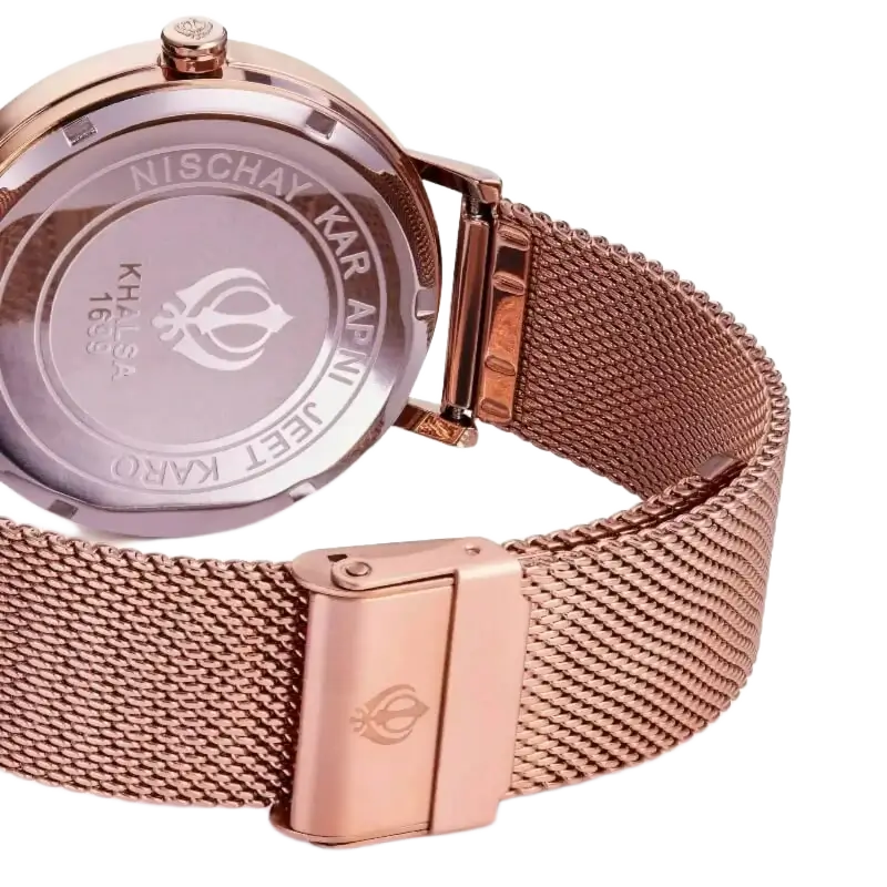 Rose gold KAUR watch with mesh band 