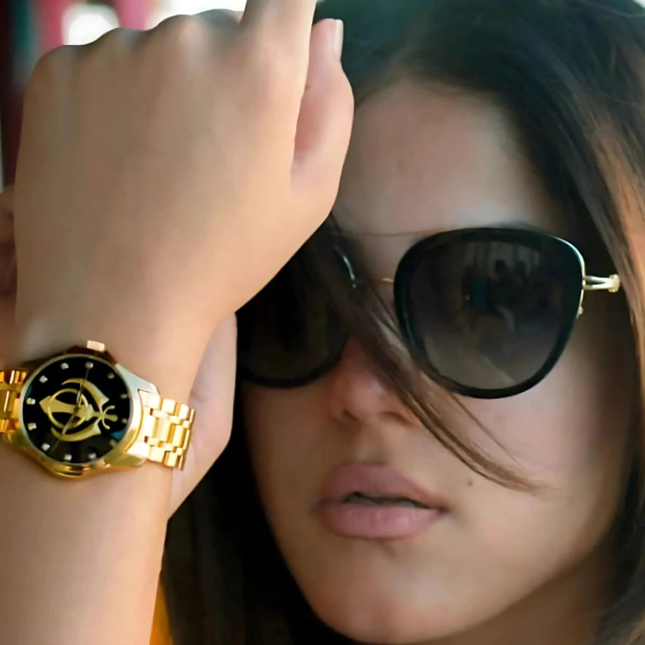 Sikh woman wearing House of Khalsa Sunglasses and Heritage Women watch