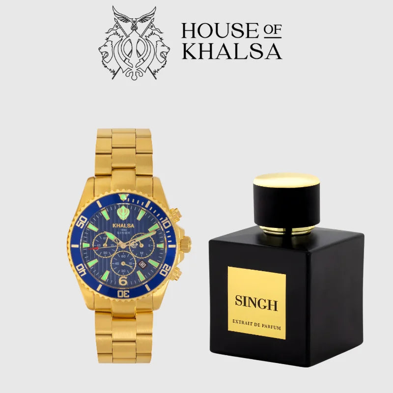 Singh All Gold Blue watch and Singh Perfume