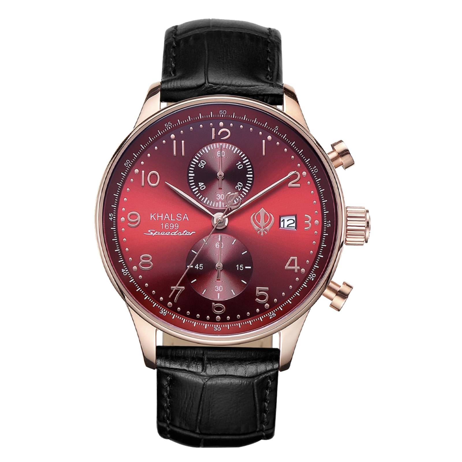 House of Khalsa Blood Red Speedster Khalsa Analog Chronograph Luxury Watch  With Khanda Symbol On The Dial - Precision Timekeeping