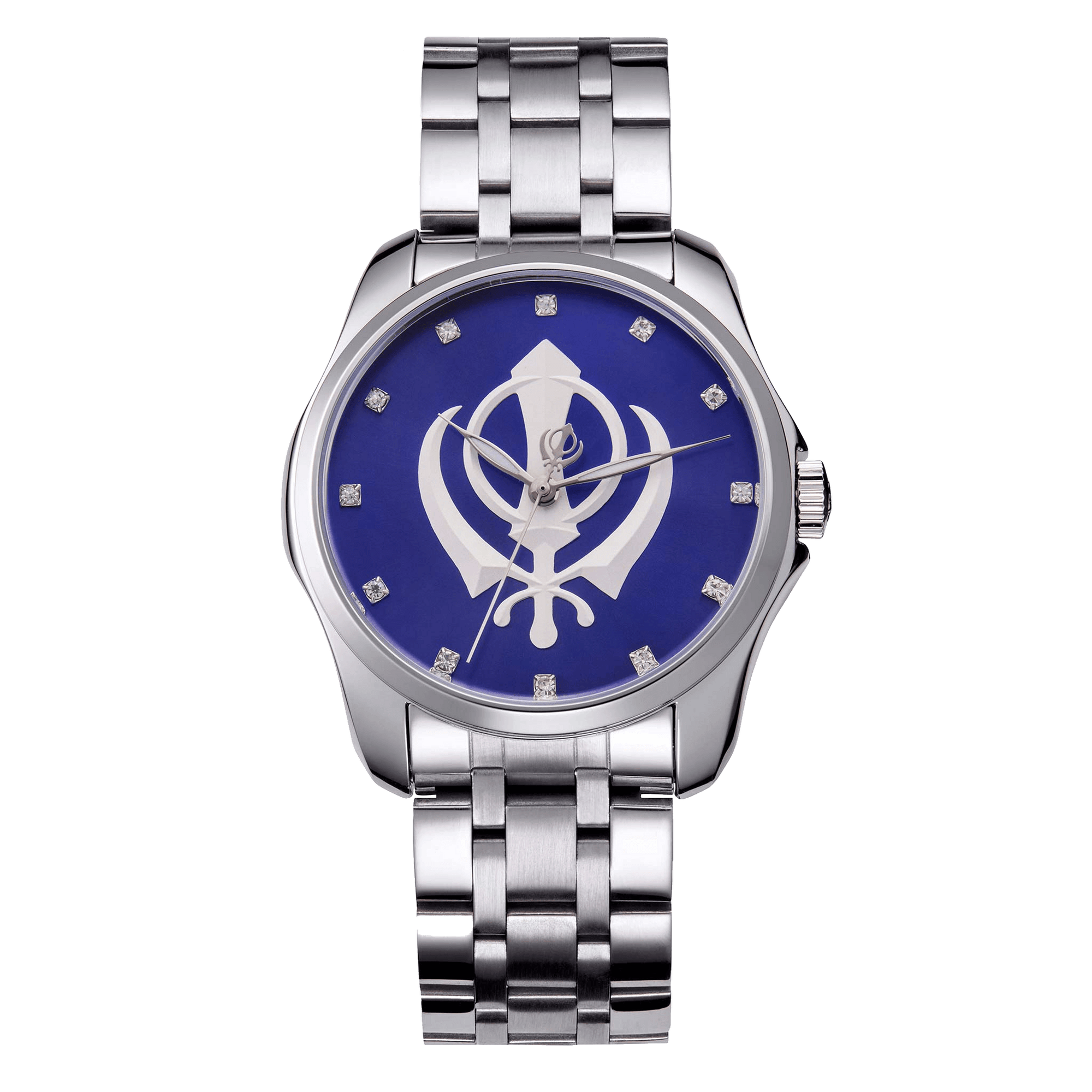 House of Khalsa's Heritage Blue Steel - The Best Stainless Steel Sikh Watch With Khanda Symbol on the Dial, Crown, and Back