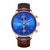 House of Khalsa Sea Blue Speedster Khalsa Analog Chronograph Luxury Sikh Watch With Khanda Symbol On The Dial and Brown Leather Strap - Precision Timekeeping